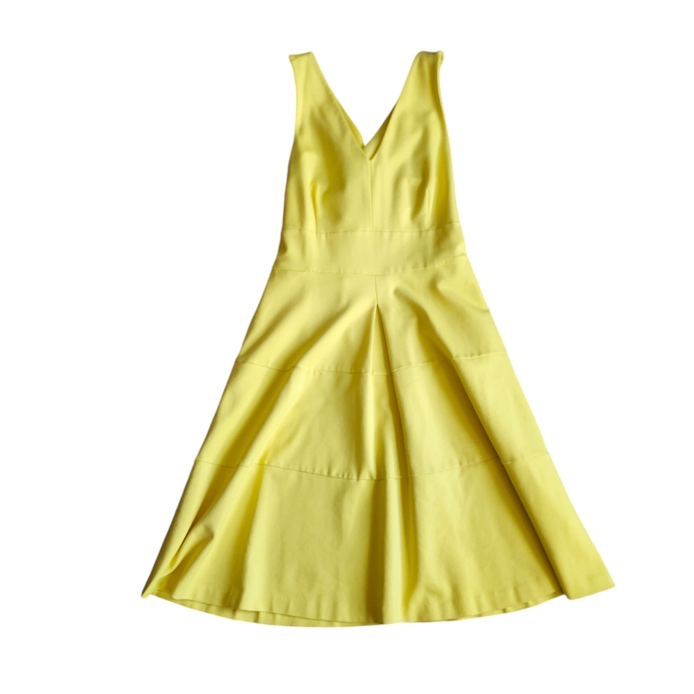 Banana Republic Yellow Knit Fit and Flare Criss Cross Midi Dress
